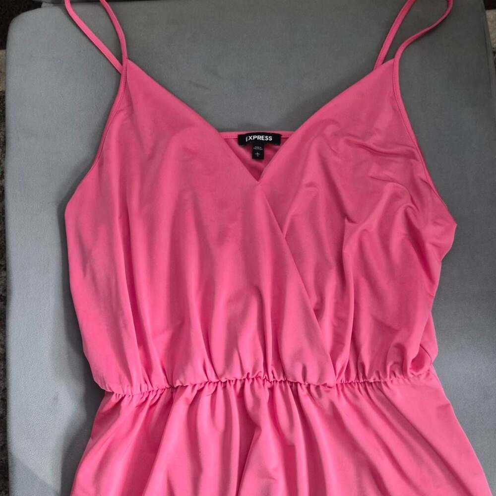Express Coral Satin Wrap Tank Top